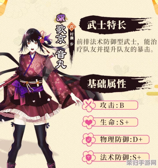 探寻执剑之刻中的璀璨武士：歌京音丸全貌解析，立绘背后的故事与独特技能展示