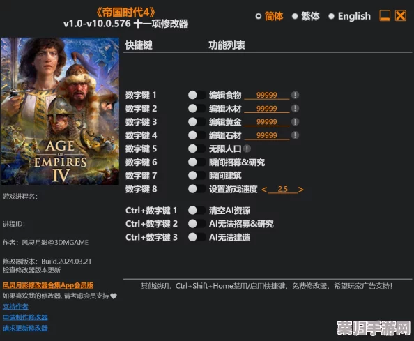 《帝国时代4》深度攻略：一修大师修改器全面使用指南，解锁无限可能！